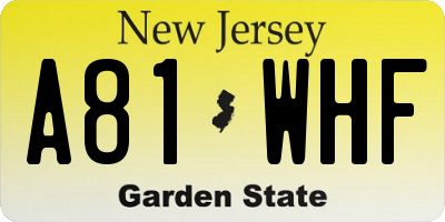 NJ license plate A81WHF