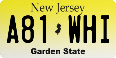 NJ license plate A81WHI