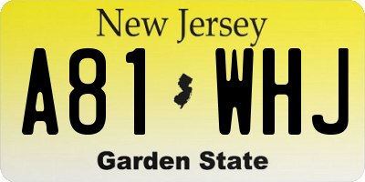 NJ license plate A81WHJ