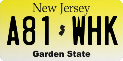 NJ license plate A81WHK
