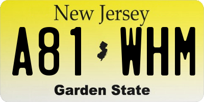NJ license plate A81WHM
