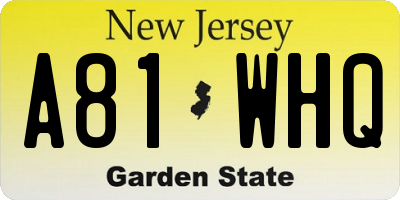 NJ license plate A81WHQ