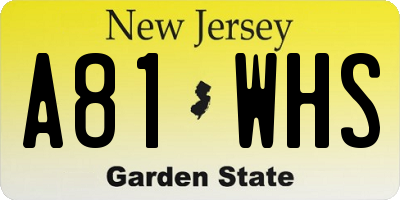 NJ license plate A81WHS