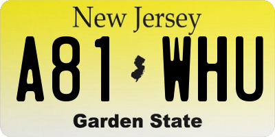 NJ license plate A81WHU