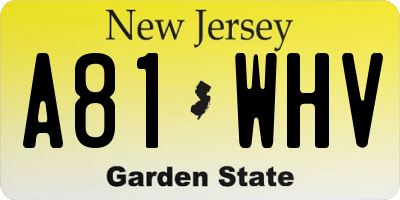 NJ license plate A81WHV