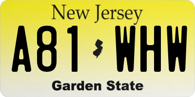 NJ license plate A81WHW