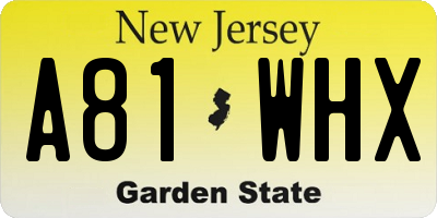 NJ license plate A81WHX