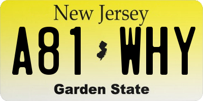 NJ license plate A81WHY