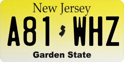 NJ license plate A81WHZ