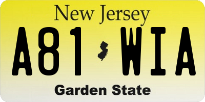 NJ license plate A81WIA