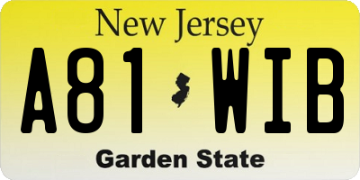NJ license plate A81WIB