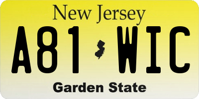 NJ license plate A81WIC