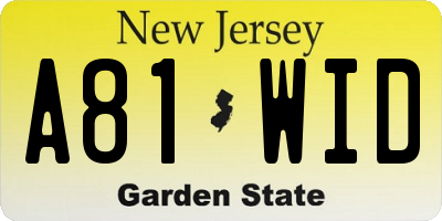 NJ license plate A81WID