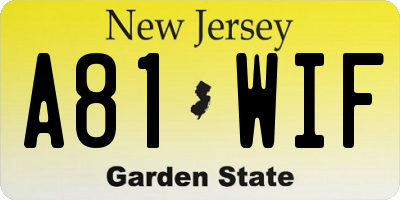 NJ license plate A81WIF