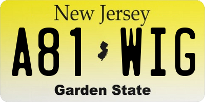 NJ license plate A81WIG