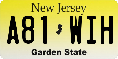 NJ license plate A81WIH