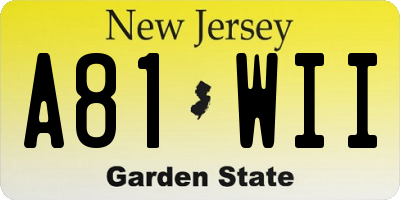 NJ license plate A81WII