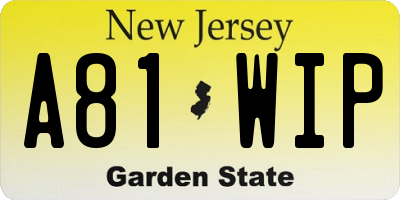 NJ license plate A81WIP
