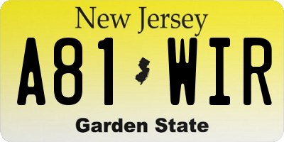 NJ license plate A81WIR