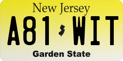 NJ license plate A81WIT