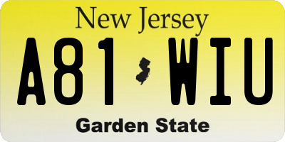 NJ license plate A81WIU