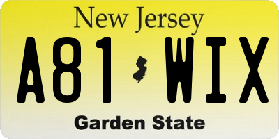 NJ license plate A81WIX