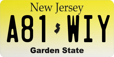 NJ license plate A81WIY