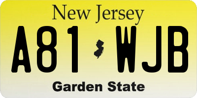 NJ license plate A81WJB