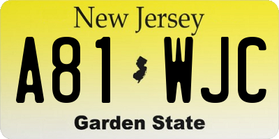 NJ license plate A81WJC