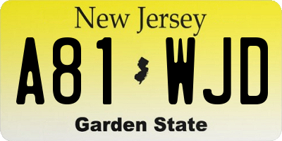 NJ license plate A81WJD