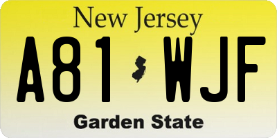NJ license plate A81WJF