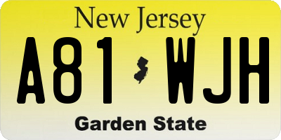 NJ license plate A81WJH