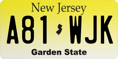 NJ license plate A81WJK