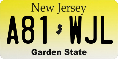 NJ license plate A81WJL