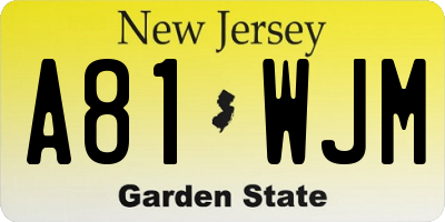 NJ license plate A81WJM