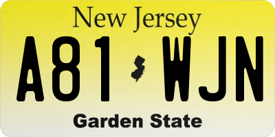 NJ license plate A81WJN