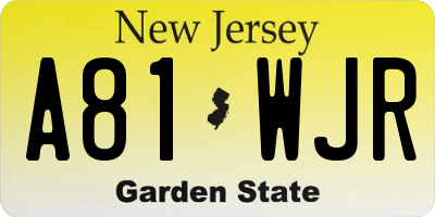 NJ license plate A81WJR