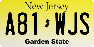 NJ license plate A81WJS