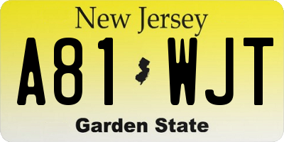 NJ license plate A81WJT