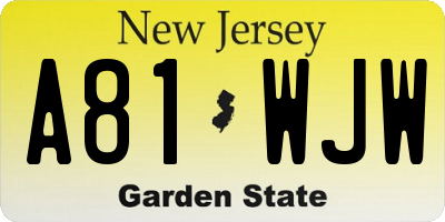 NJ license plate A81WJW
