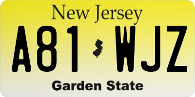 NJ license plate A81WJZ