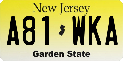 NJ license plate A81WKA
