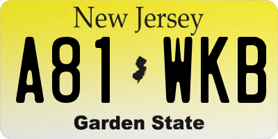 NJ license plate A81WKB