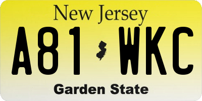 NJ license plate A81WKC