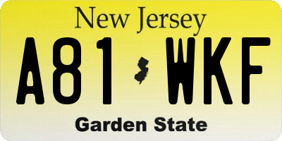 NJ license plate A81WKF