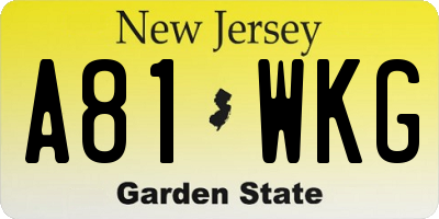 NJ license plate A81WKG