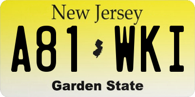 NJ license plate A81WKI