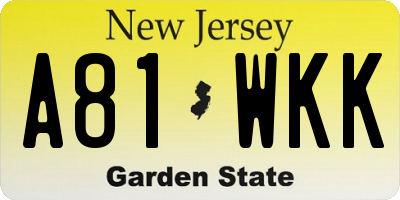 NJ license plate A81WKK