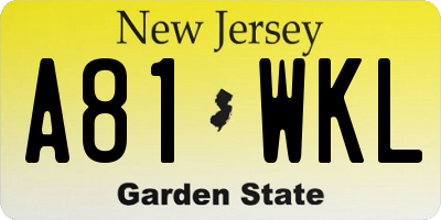 NJ license plate A81WKL