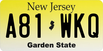 NJ license plate A81WKQ